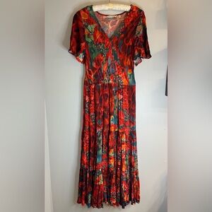 Soft Surroundings Red and Green Maxi Dress